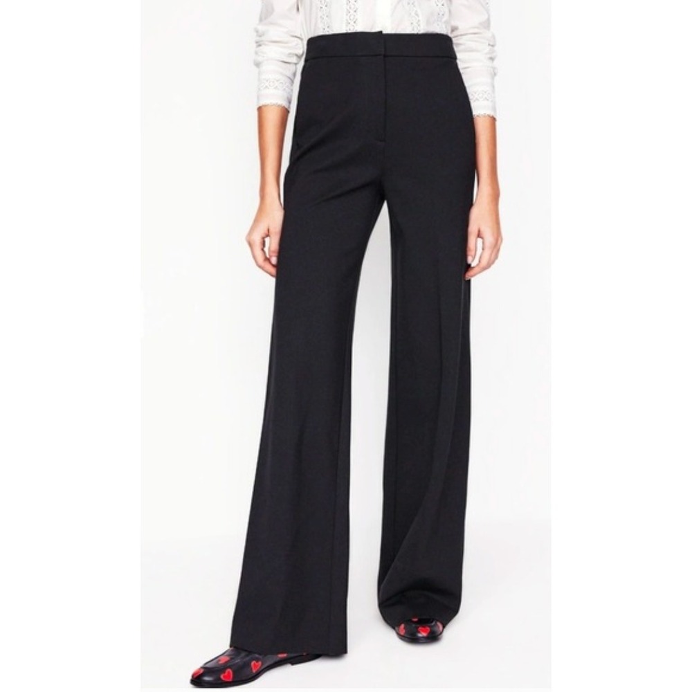 Boden Westbourne Ponte Wide Leg‎ Trousers T0266 Black US 10P Petite NWT